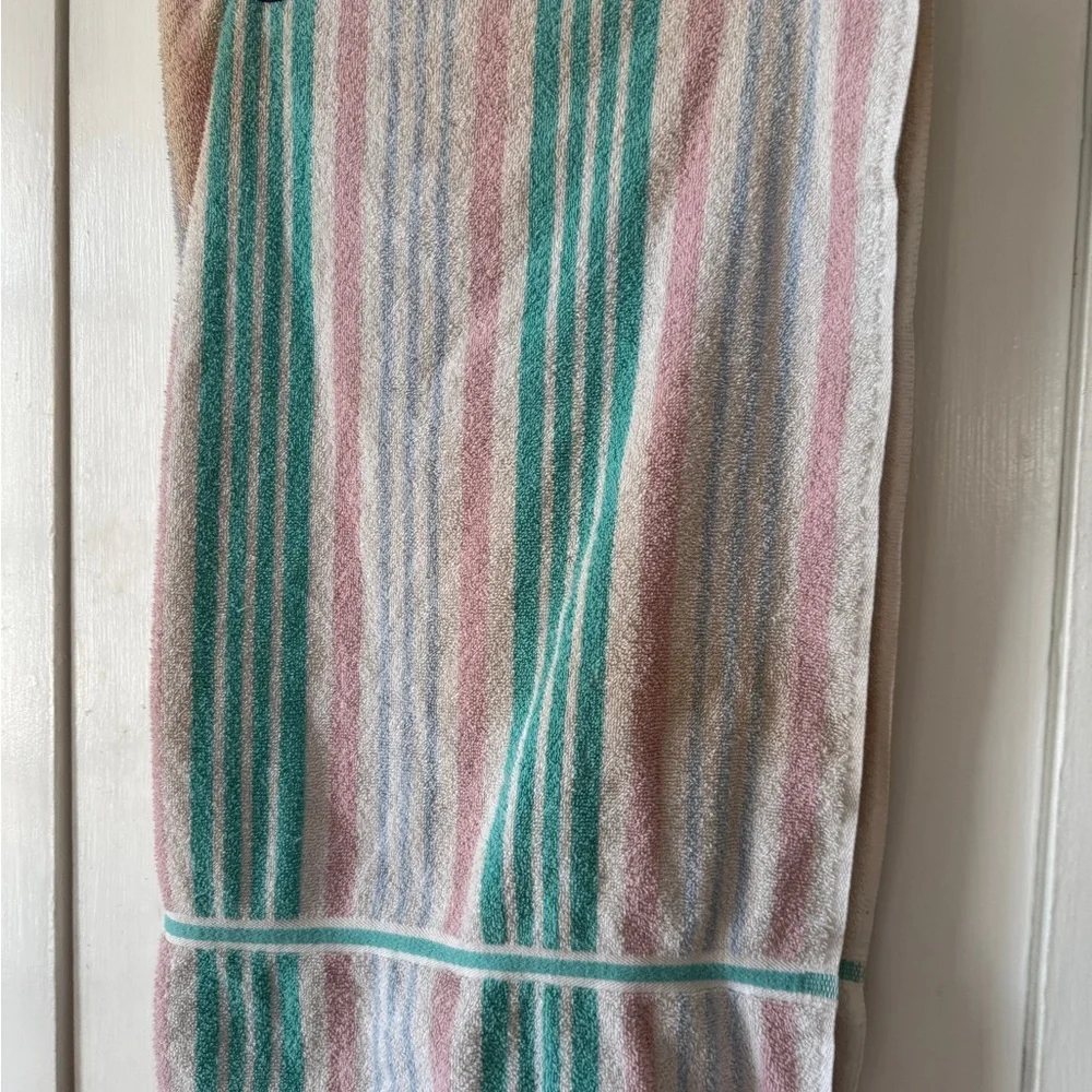 Vintage pink and green towel